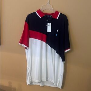 Polo by Ralph Lauren Red, Black, and White Men's Polo Shirt